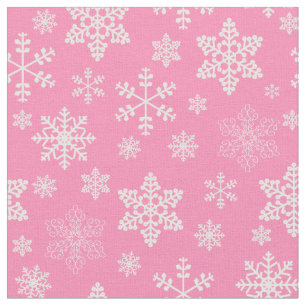 pink christmas snowflakes icy fabric