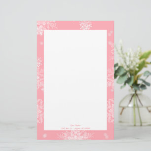 Pink Christmas Snowflakes papeterie