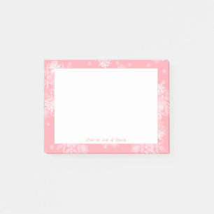Pink Christmas Snowflakes Personalized Notes