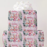Pink Christmas Snowman add Girl's Name Wrapping Paper<br><div class="desc">Pink Christmas Snowman add Girl's Name Wrapping Paper</div>