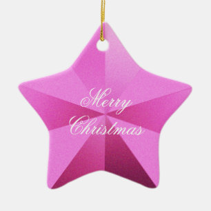 Pink Christmas Star Ornament Customizable