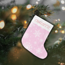 Pink Christmas Stocking With A Snowflake Pattern 