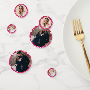 Pink Christmas Table Decor Custom Photo Confetti