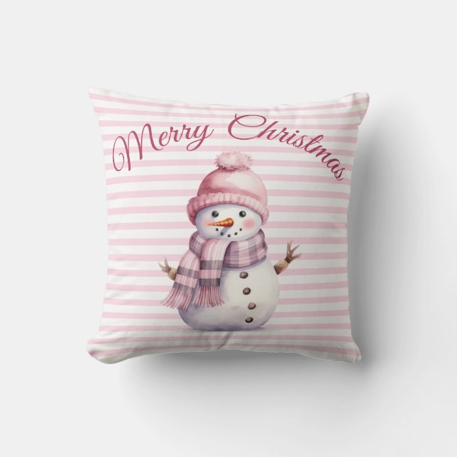 Pink Christmas  Throw Pillow (Front)