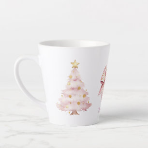 Pink Christmas Tree Bow Latte Mug