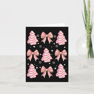 Pink Christmas Tree Cake Trendy Coquette Bow Chris Card