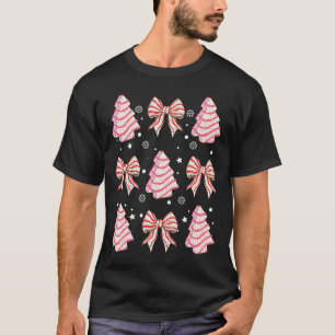 Pink Christmas Tree Cake Trendy Coquette Bow Chris T-Shirt