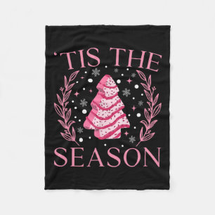 Pink Christmas Tree Cake Vintage Xmas Tis The Seas Fleece Blanket
