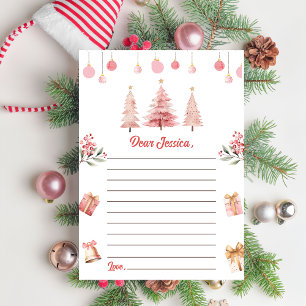 Pink Christmas Tree Capsule Note Message Card