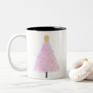Pink christmas tree coffee mug