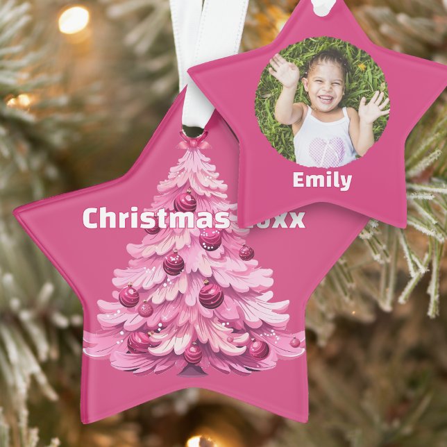 Pink Christmas Tree Dated Photo Star (Créateur téléchargé)