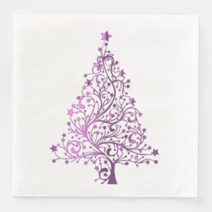 Pink Christmas Tree Dinner Party Elegant Napkin