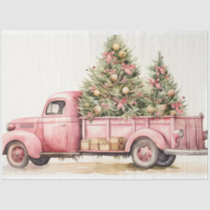 Pink Christmas Tree Farm Truck Tissue Paper