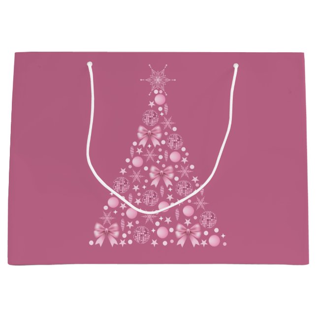 Pink Christmas Tree Gift Bag (Front)
