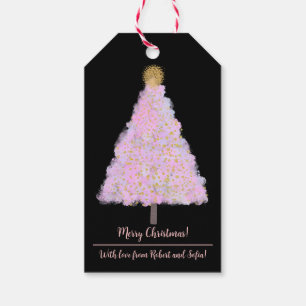 Pink christmas tree gift tags