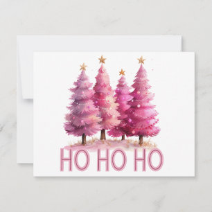 Pink Christmas tree HOHOHO Holiday Card