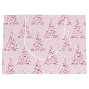 Pink Christmas Tree Large Gift Bag