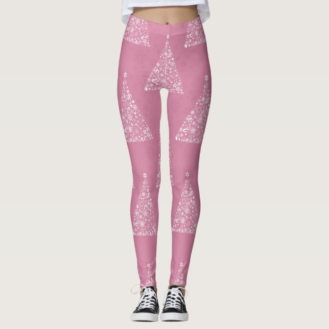 pink christmas tree leggings (Front)