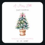 Pink Christmas Tree Merry Little Baby Shower Square Sticker<br><div class="desc">Celebrate the joy of a new arrival with our Pink Christmas Tree Merry Little Baby Girl Baby Shower stickers. Featuring a whimsical pink Christmas tree with pink bow and festive holiday elements, this adorable stickers is perfect for a seasonal baby shower. Customize with your details to create a charming and...</div>
