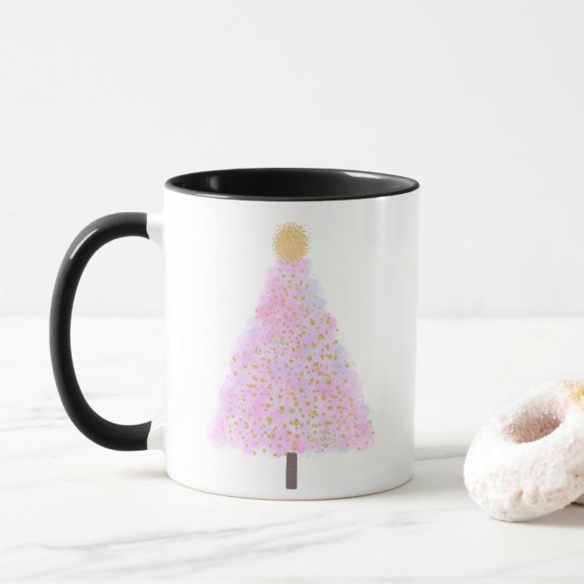 Pink christmas tree  mug (With Donut)
