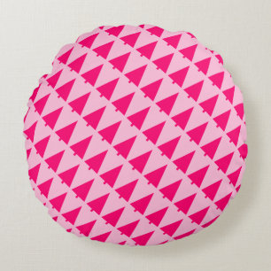 Pink Christmas Tree Pastel Pink Round Pillow