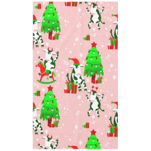 pink christmas tree santa cow  tablecloth