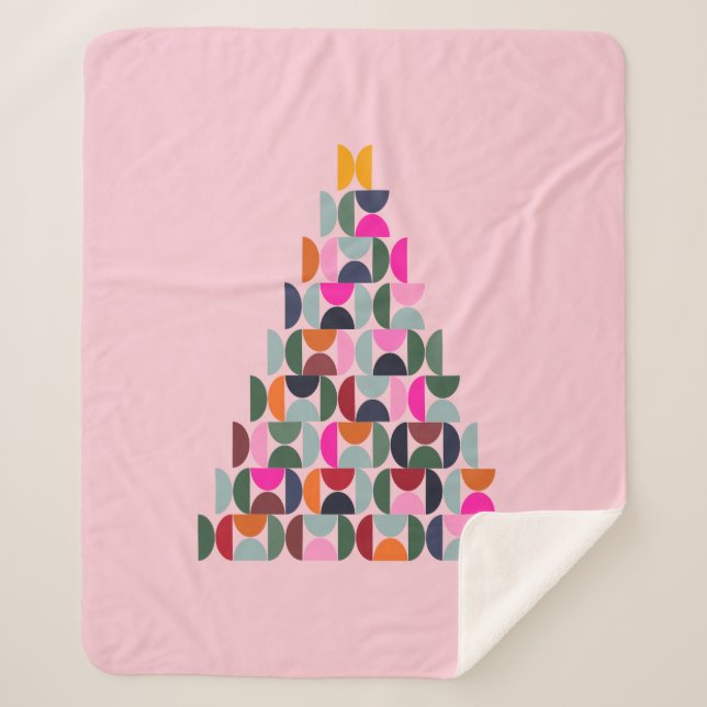 Pink Christmas Tree Sherpa Blanket (Front)