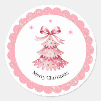 Pink Christmas Tree Sticker Pack Merry Christmas