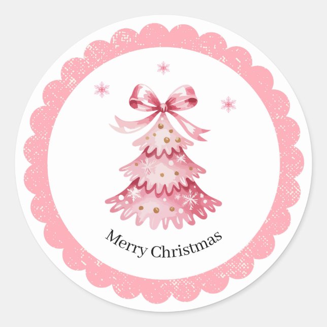 Pink Christmas Tree Sticker Pack Merry Christmas (Devant)