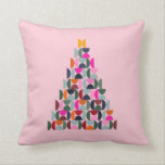 Pink Christmas Tree Throw Pillow<br><div class="desc">A cute Christmas tree in pink, featuring abstract shapes with a mid century modern design. A festive and modern design for the Christmas season.</div>