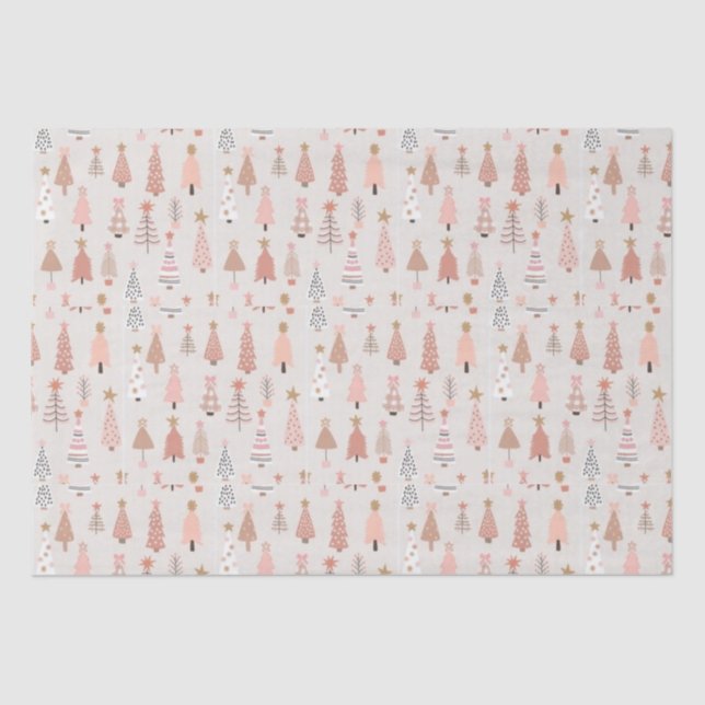 Pink Christmas tree Tissue Paper (Front)