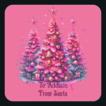 Pink Christmas Tree Trendy Preppy Aesthetic Square Sticker<br><div class="desc">Three pink Christmas trees,  perfect for a pink themed Christmas! Features fully decorated pink Christmas trees and a trendy,  preppy,  girly aesthetic!</div>