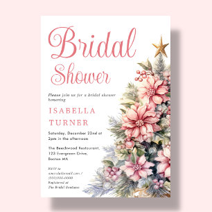 Pink   Christmas Tree Winter Bridal Shower  Invitation
