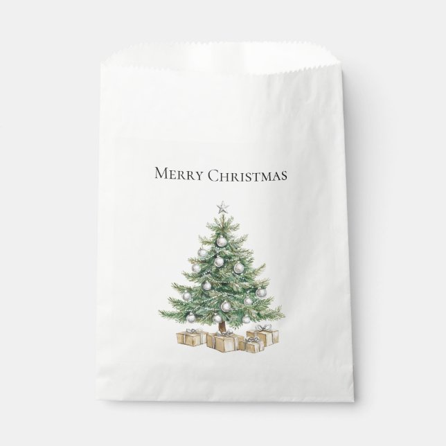 Pink Christmas Tree with Ornaments Favour Bag (Front)