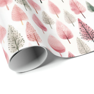 Pink Christmas Tree Wrapping Paper