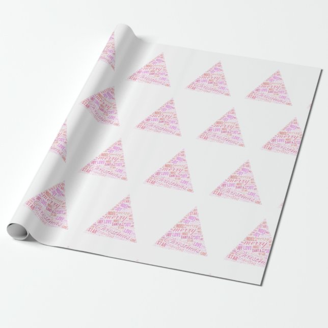 Pink Christmas Tree Wrapping Paper (Unrolled)