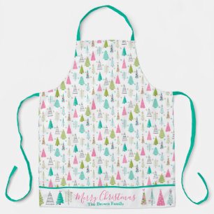 Pink Christmas Trees Apron