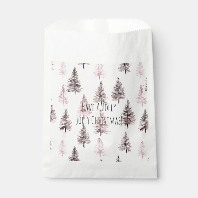 Pink Christmas Trees Favour Bag (Front)
