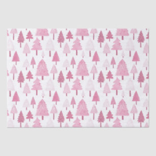 Pink Christmas Trees Fun Modern Holiday Tissue Paper