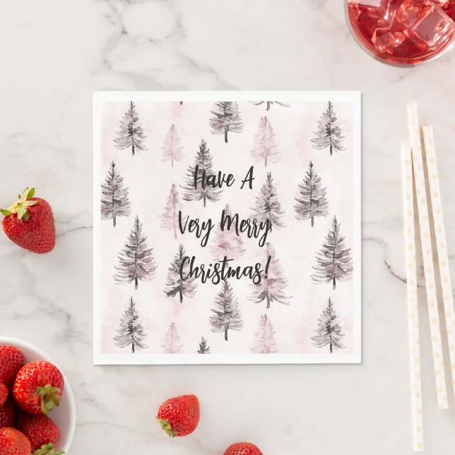 Pink Christmas Trees Napkin (Insitu)