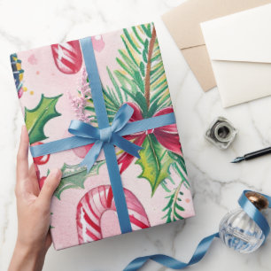 Pink Christmas Whimsical Pattern  Wrapping Paper