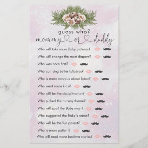 Pink Christmas Winter Baby Shower "Guess Who" Game