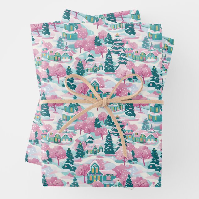 Pink Christmas Wrapping Paper (In situ)