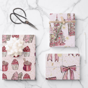 Pink Christmas Wrapping Paper Sheet