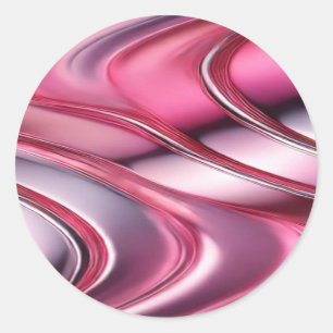 pink chrome purple flowing waves classic round sticker