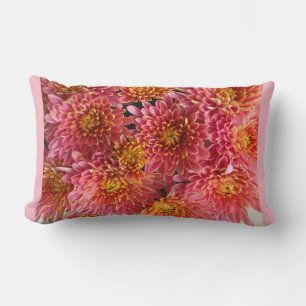pink chrysanthemum cluster in garden lumbar pillow