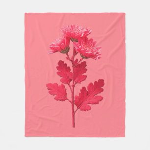 Pink Chrysanthemum  Fleece Blanket