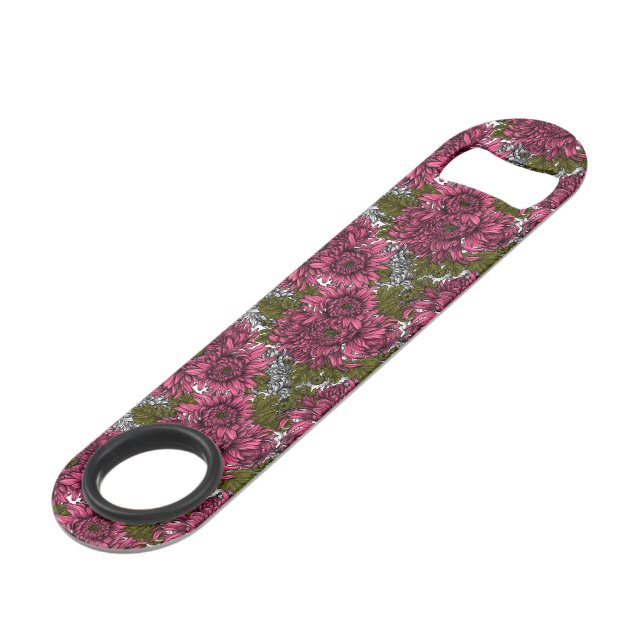 Pink chrysanthemum flowers bar key (Front Angled)