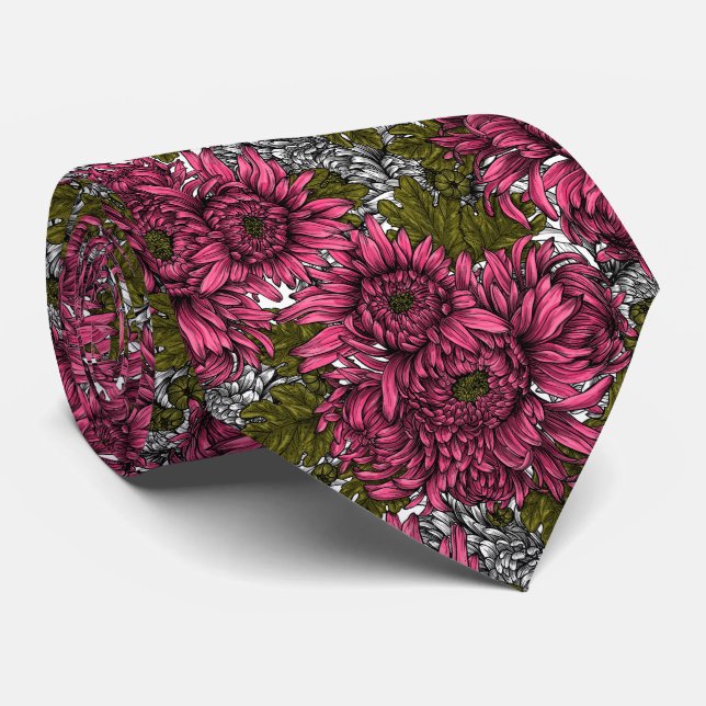 Pink chrysanthemum flowers tie (Rolled)