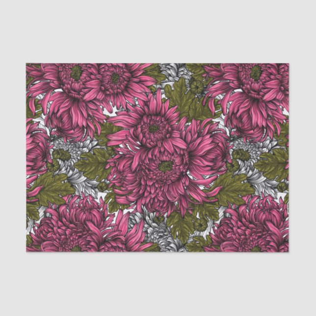 Pink chrysanthemum flowers tissue paper (Front)